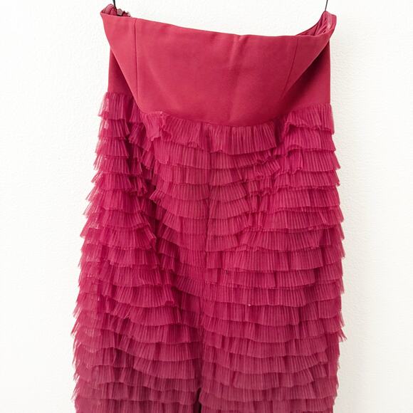 H&M EDITION | Party Formal Dress Gown Red Tulle Ruffle Bandeau Strapless | XL - Picture 7 of 10